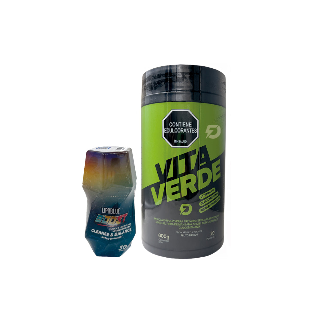 LIPO BLUE BOOST 30 CAPSULAS + VITA VERDE 600 GRAMOS