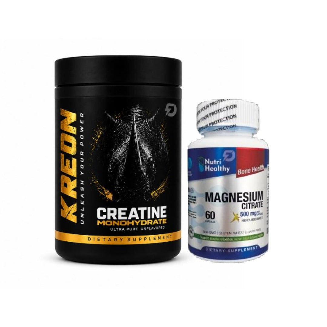 CREATINA MONOHIDRATADA KREON 500 GRAMOS + CITRATO DE MAGNESIO 500 GRAMOS 60 CAPSULAS