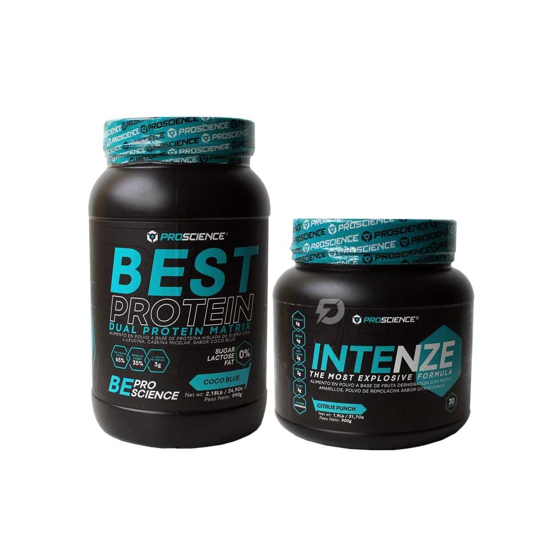 PROTEÍNA BEST PROTEIN 2.04 LIBRAS + PRE ENTRENO INTENZE 1.9 LIBRAS