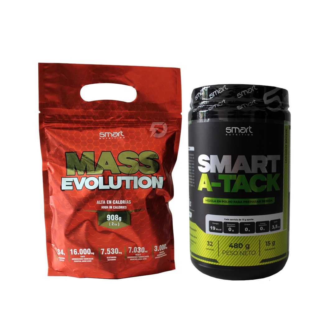 PROTEÍNA MASS EVOLUTION 2 LIBRAS+ CREATINA SMART ATACK 480 GRAMOS